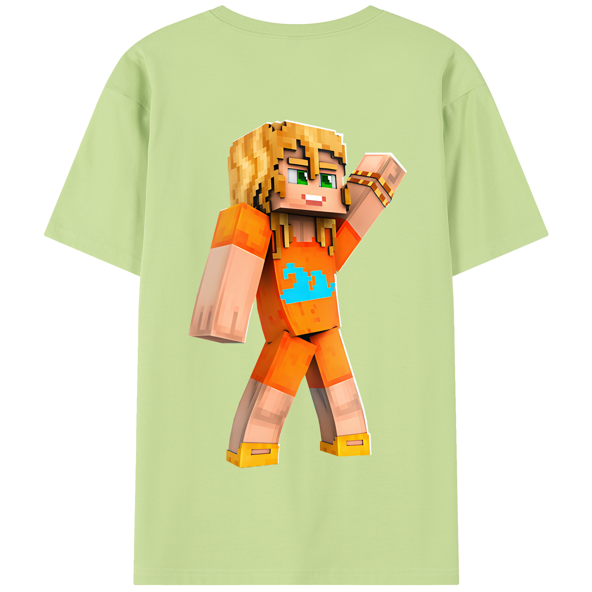 （画像用） マインクラフト ブロックの世界 Minecraft MC Block world 綿100％半袖Tシャツ（背面プリント）